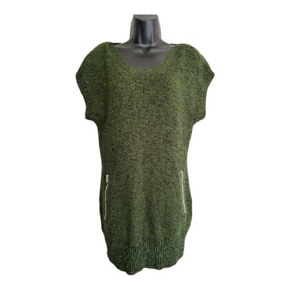 new directions Dresses & Skirts - New Directions Olive and Black Marled Knit Dress with Shawl Size L